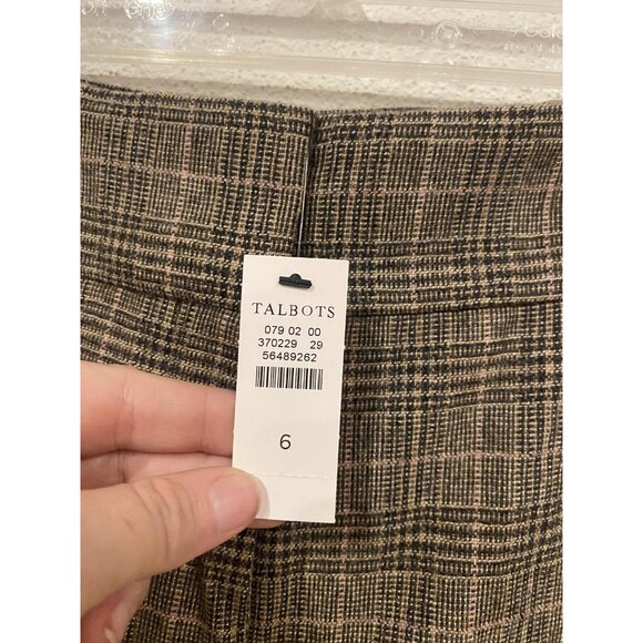 Talbots Pants Womens 6 Brown Glen Plaid Luxe Wool Slim Ankle High Waist Work - Picture 3 of 5